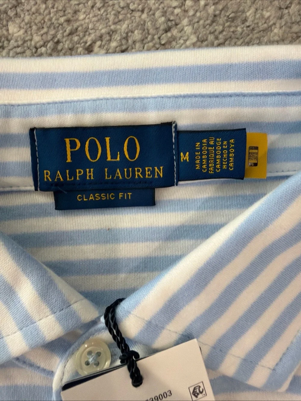 Ralph Lauren Light Blue & White Striped Polo Shirt
